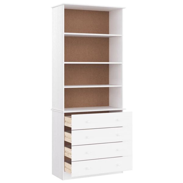 vidaXL Βιβλιοθήκη με Συρτάρια ALTA Λευκή 77x35x186,5 εκ. Μασίφ Πεύκο