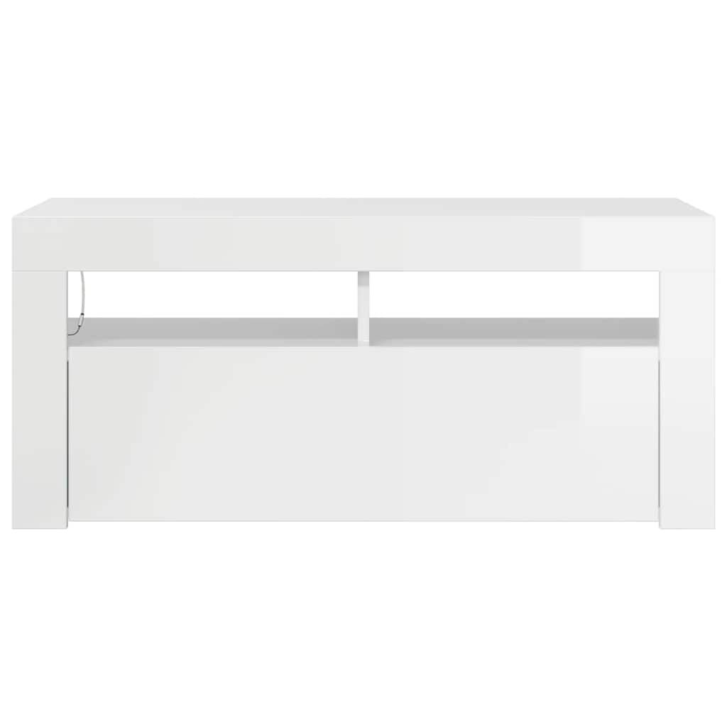vidaXL Έπιπλο Τηλεόρασης με LED Γυαλιστερό Λευκό 90x35x40 εκ.