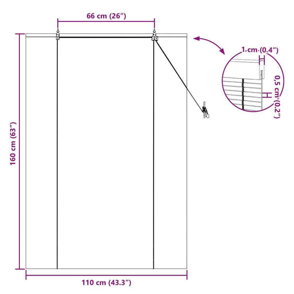 vidaXL Ρολά και Σκίες Παραθύρων Κίτρινο 110 x 160 cm Μπαμπού