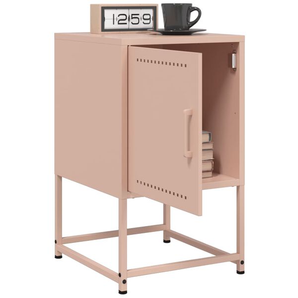 vidaXL Κομοδίνα 2 τεμ. Ροζ 36x39x60,5 εκ. από Χάλυβα