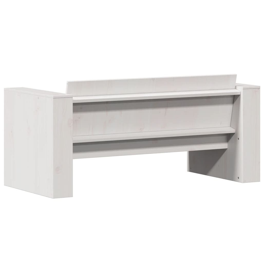 vidaXL Καναπές Κήπου Διθέσιος Λευκός 134x60x62 εκ. Μασίφ Ξύλο Πεύκου
