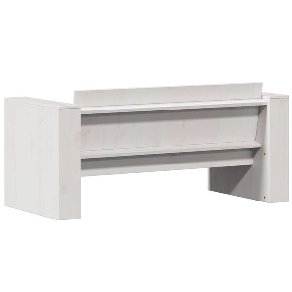 vidaXL Καναπές Κήπου Διθέσιος Λευκός 134x60x62 εκ. Μασίφ Ξύλο Πεύκου