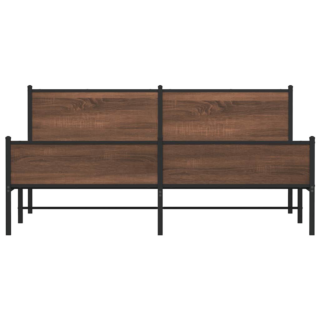 vidaXL Σκελετός Κρεβ. Χωρίς Στρώμα Καφέ Δρυς 180x200 εκ. Μεταλλικό