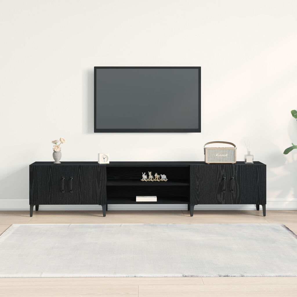 vidaXL Ντουλάπα Τηλεόρασης Μαύρο Δρυς 180x31,5x40 εκ Επεξεργασμένο Ξύλο
