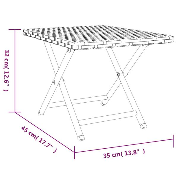 vidaXL Τραπέζι Πτυσσόμενο Μαύρο 45 x 35 x 32 εκ. από Συνθετικό Ρατάν