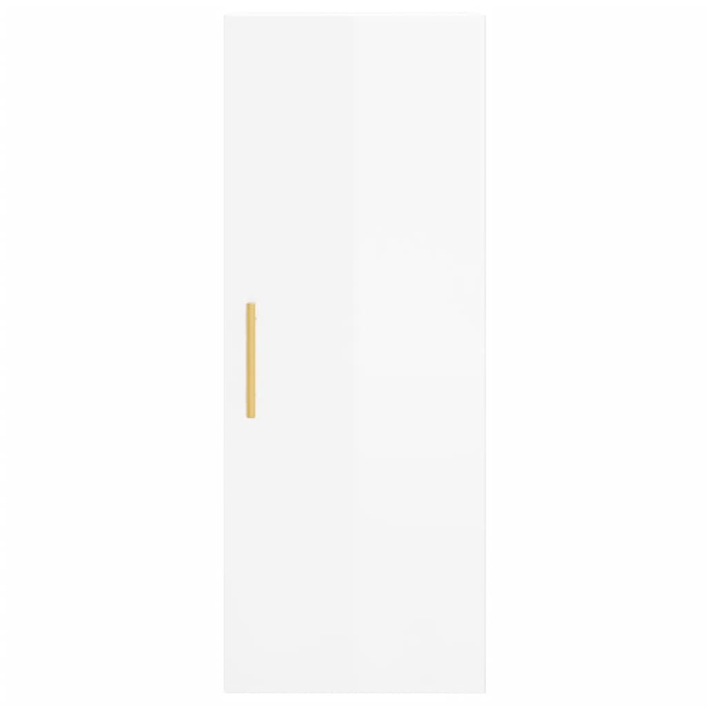 vidaXL Ντουλάπι Γυαλ. Λευκό 34,5 x 34 x 180 εκ. από Επεξεργασμένο Ξύλο