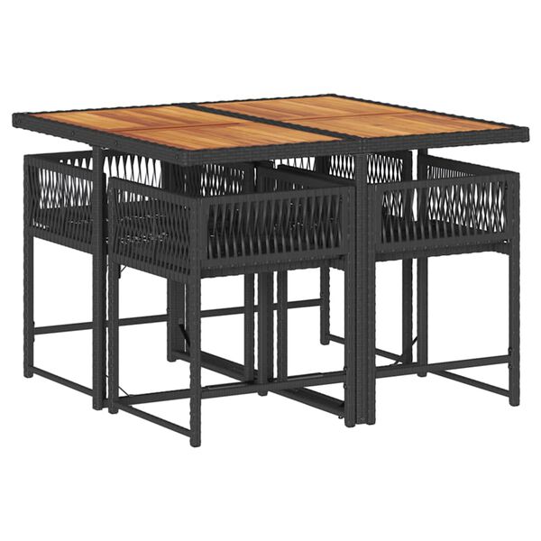 vidaXL Σετ Τραπεζαρίας Κήπου 5 Τεμαχίων Μαύρο Συνθ. Ρατάν με Μαξιλάρια