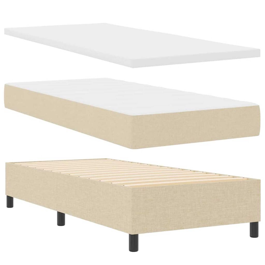 vidaXL Κρεβάτι με ελατήρια με στρώμα Κρεμ 100 x 200 cm ύφασμα
