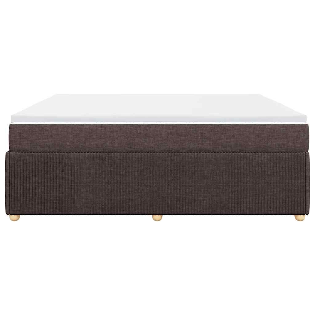 vidaXL Κρεβάτι Boxspring με Στρώμα Σκούρο Καφέ 200x200 εκ. Υφασμάτινο