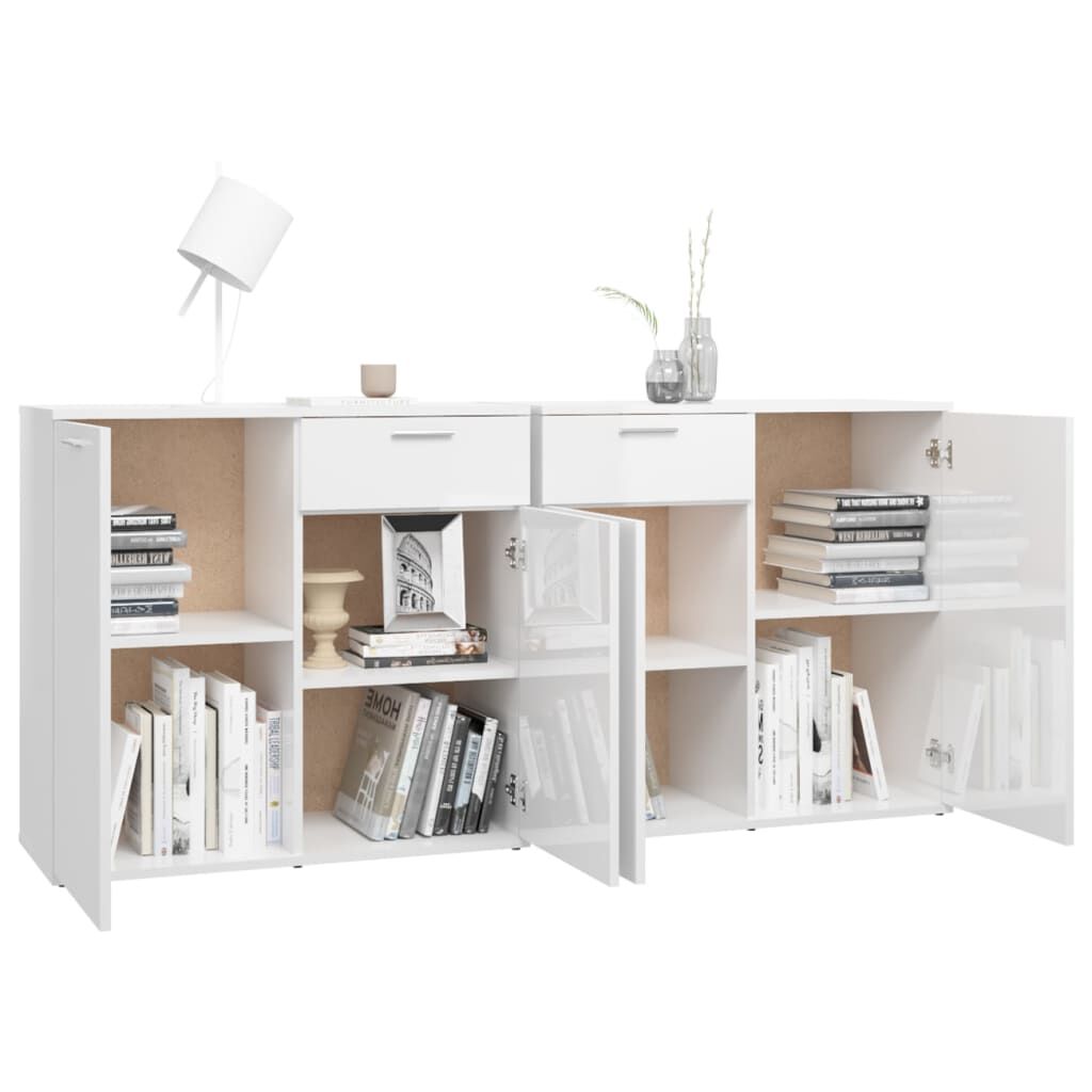 vidaXL Μπουφές Γυαλιστερό Λευκό 160 x 36 x 75 εκ. από Επεξ. Ξύλο