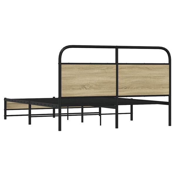 vidaXL Σκελετός Κρεβ. Χωρίς Στρώμα Sonoma Δρυς 160x200 εκ. Μεταλλικό