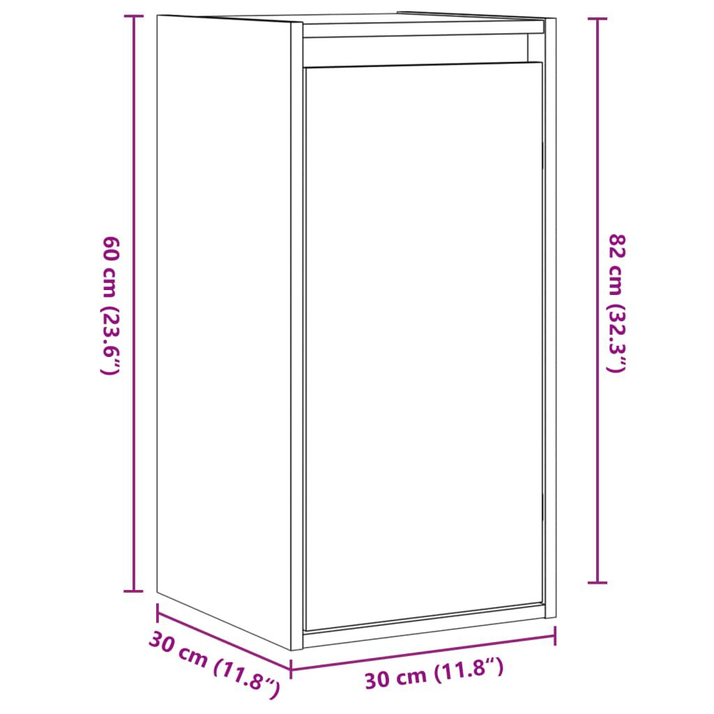 vidaXL Ντουλάπια Τοίχου 2 τεμ. Γκρι 30x30x100εκ από Μασίφ Ξύλο Πεύκου
