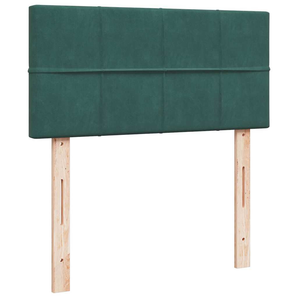 vidaXL Οθωμανικό κρεβάτι με στρώμα & LEDs Dark Green 90x200cm Velvet