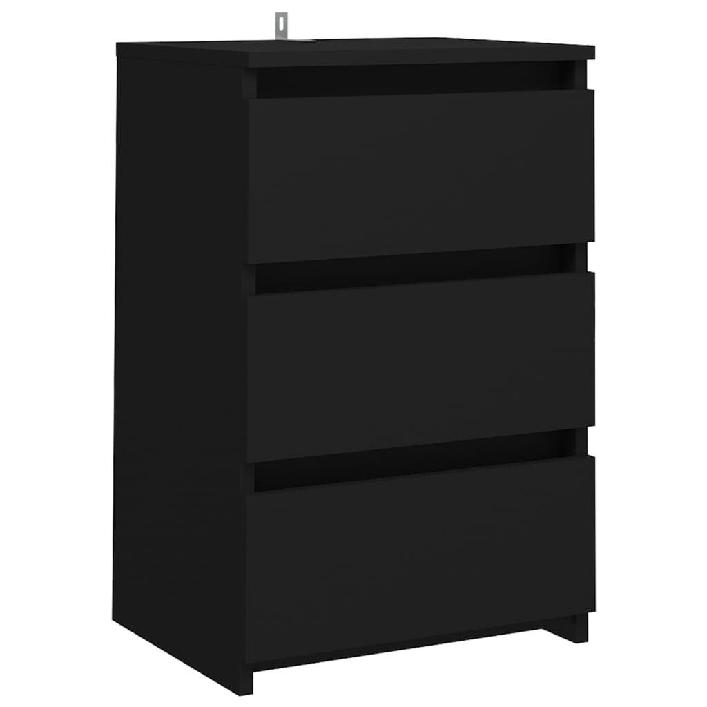 vidaXL Κομοδίνο Μαύρο 40 x 35 x 62,5 εκ. από Επεξ. Ξύλο