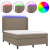 vidaXL &Kappa;&rho;&epsilon;&beta;ά&tau;&iota; Boxspring &mu;&epsilon; &Sigma;&tau;&rho;ώ&mu;&alpha; & LED Taupe 140x200 &epsilon;&kappa;. &Upsilon;&phi;&alpha;&sigma;&mu;ά&tau;&iota;&nu;&omicron;