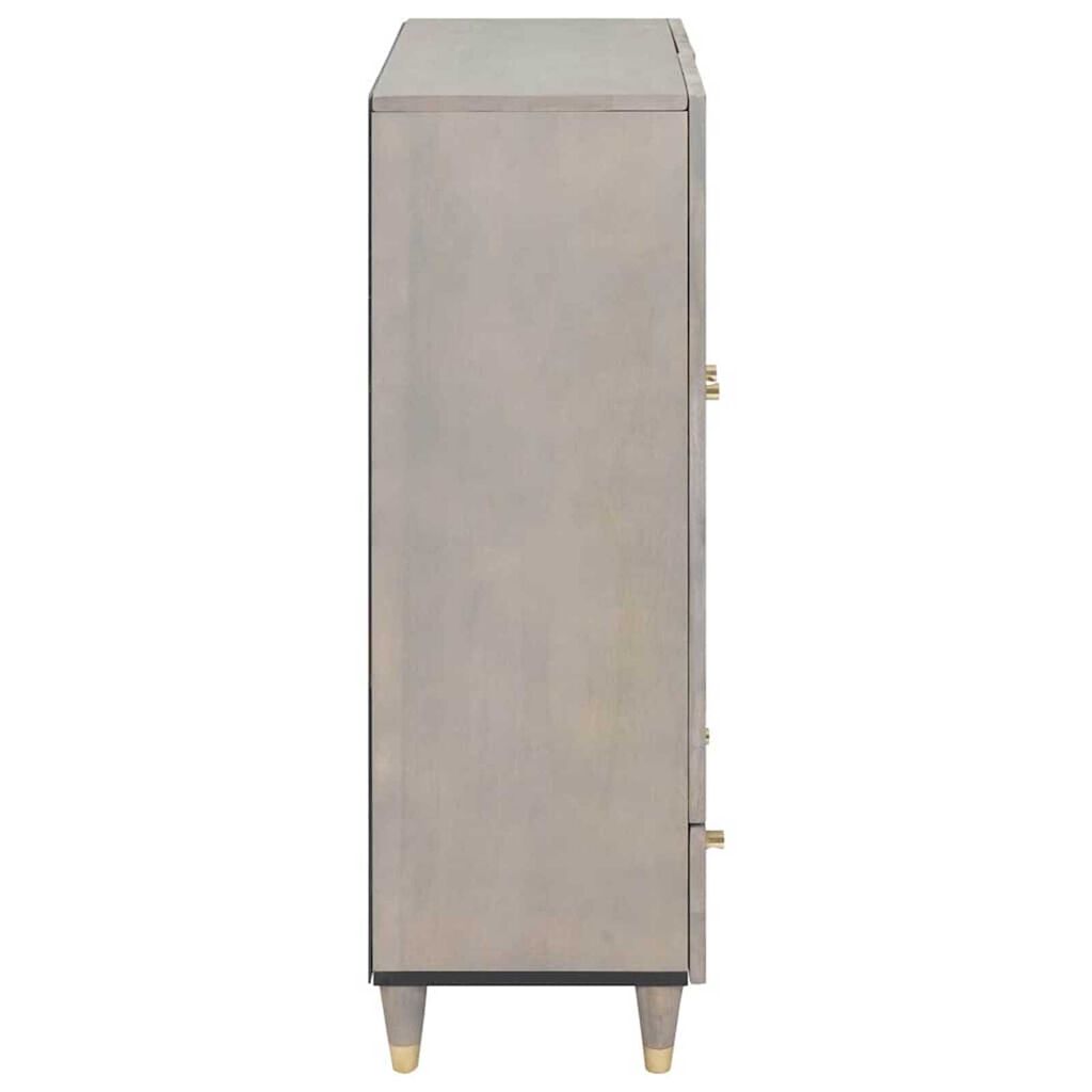 vidaXL Highboard Γκρι και Χρυσό 60 x 33.5 x 100 εκ. Μασίφ ξύλο μάνγκο