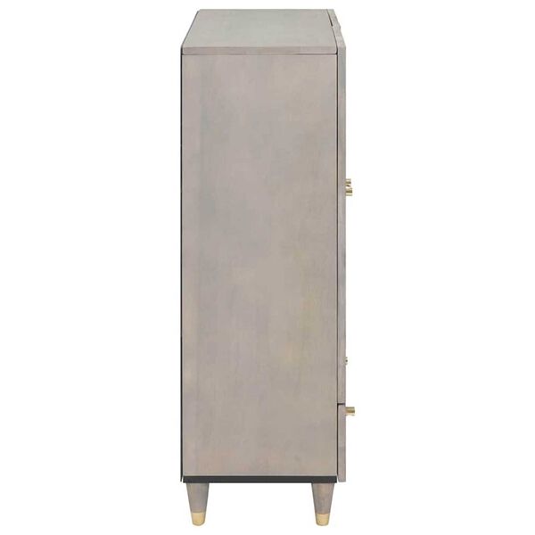 vidaXL Highboard Γκρι και Χρυσό 60 x 33.5 x 100 εκ. Μασίφ ξύλο μάνγκο
