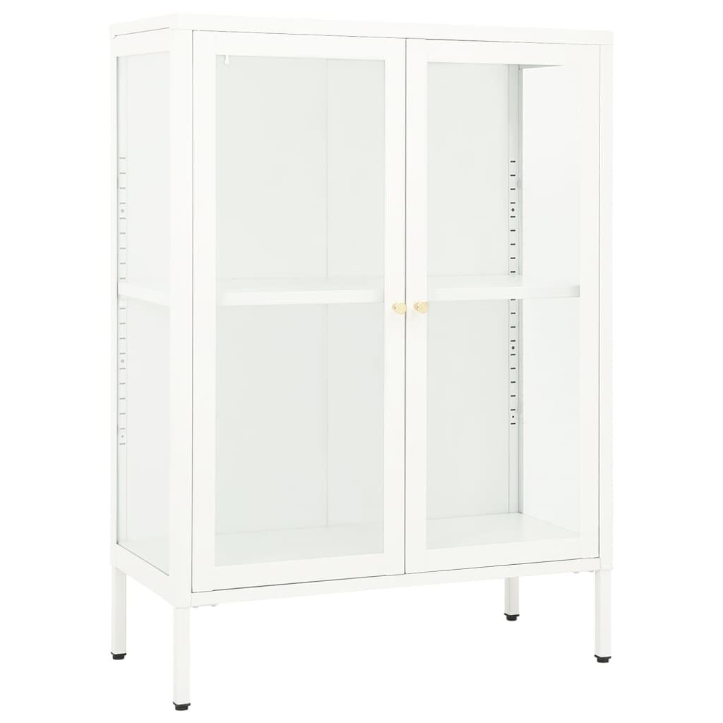 vidaXL Μπουφές Λευκός 75 x 35 x 105 εκ. από Ατσάλι και Γυαλί