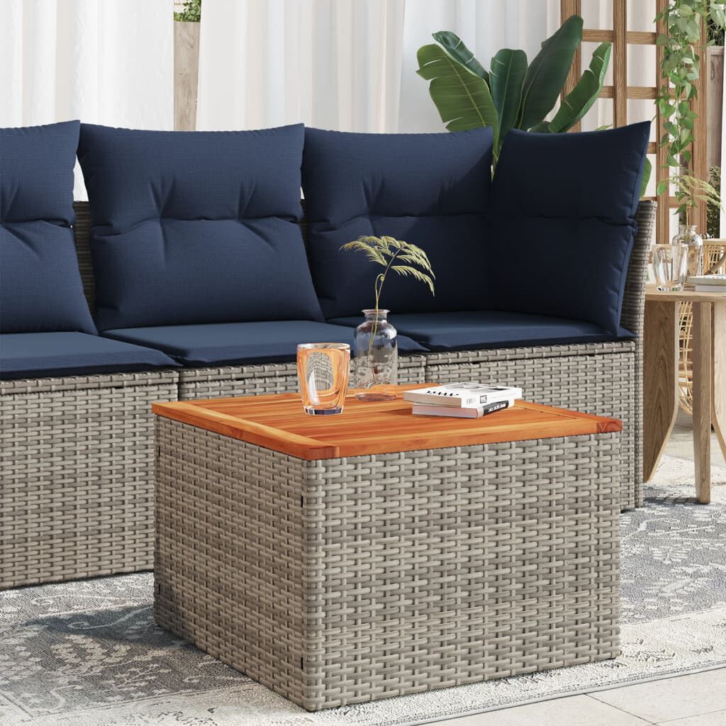 vidaXL Τραπέζι Κήπου Γκρι 55x55x37 εκ. Συνθετικό Ρατάν / Ξύλο Ακακίας