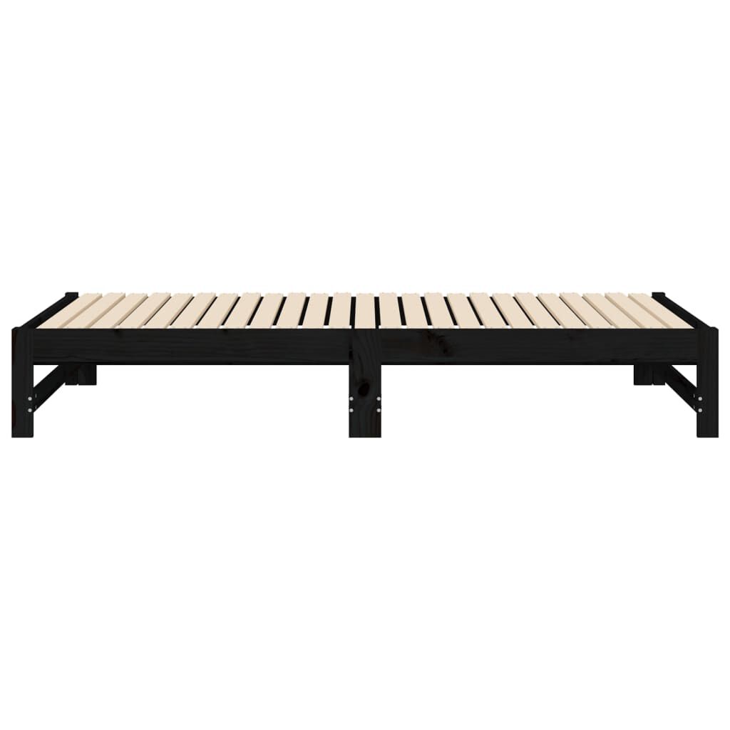 vidaXL Καναπές Κρεβάτι Συρόμενος Μαύρος 2x(90x190) εκ. από Μασίφ Πεύκο