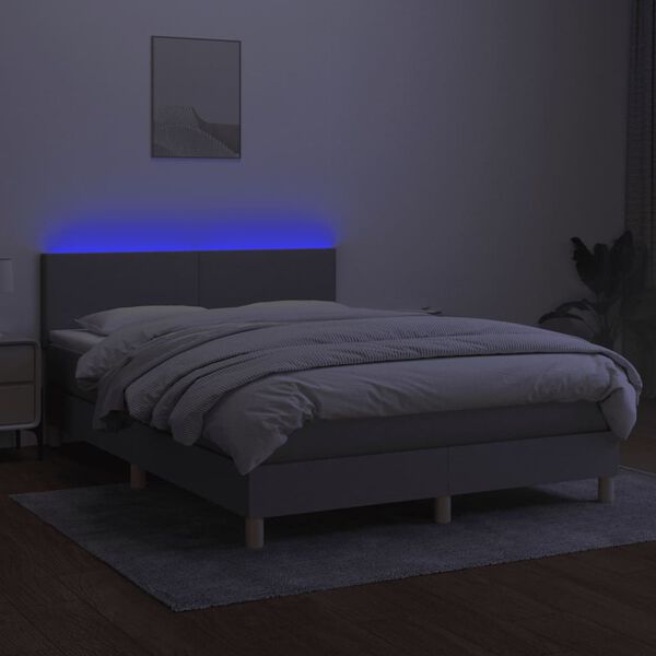 vidaXL &Kappa;&rho;&epsilon;&beta;ά&tau;&iota; Boxspring &mu;&epsilon; &Sigma;&tau;&rho;ώ&mu;&alpha; & LED &Alpha;&nu;.&Gamma;&kappa;&rho;&iota; 140x200 &epsilon;&kappa; &Upsilon;&phi;&alpha;&sigma;&mu;ά&tau;&iota;&nu;&omicron;