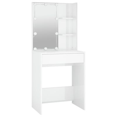 vidaXL Μπουντουάρ με LED Γυαλιστερό Λευκό 60x40x140 εκ.
