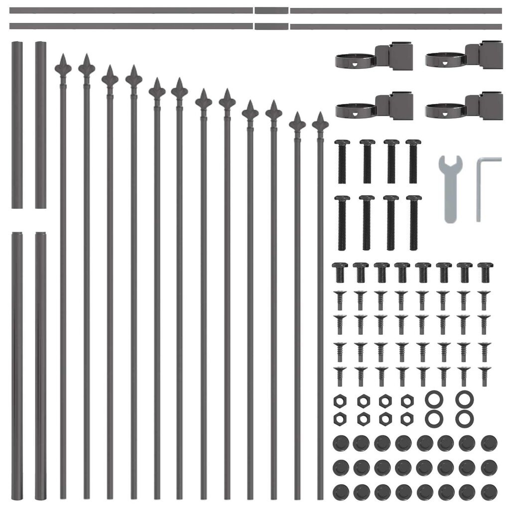 vidaXL Φράχτης Κήπου με Καπάκι - Γκρι, 11.9 x 1 μ, Ατσάλι