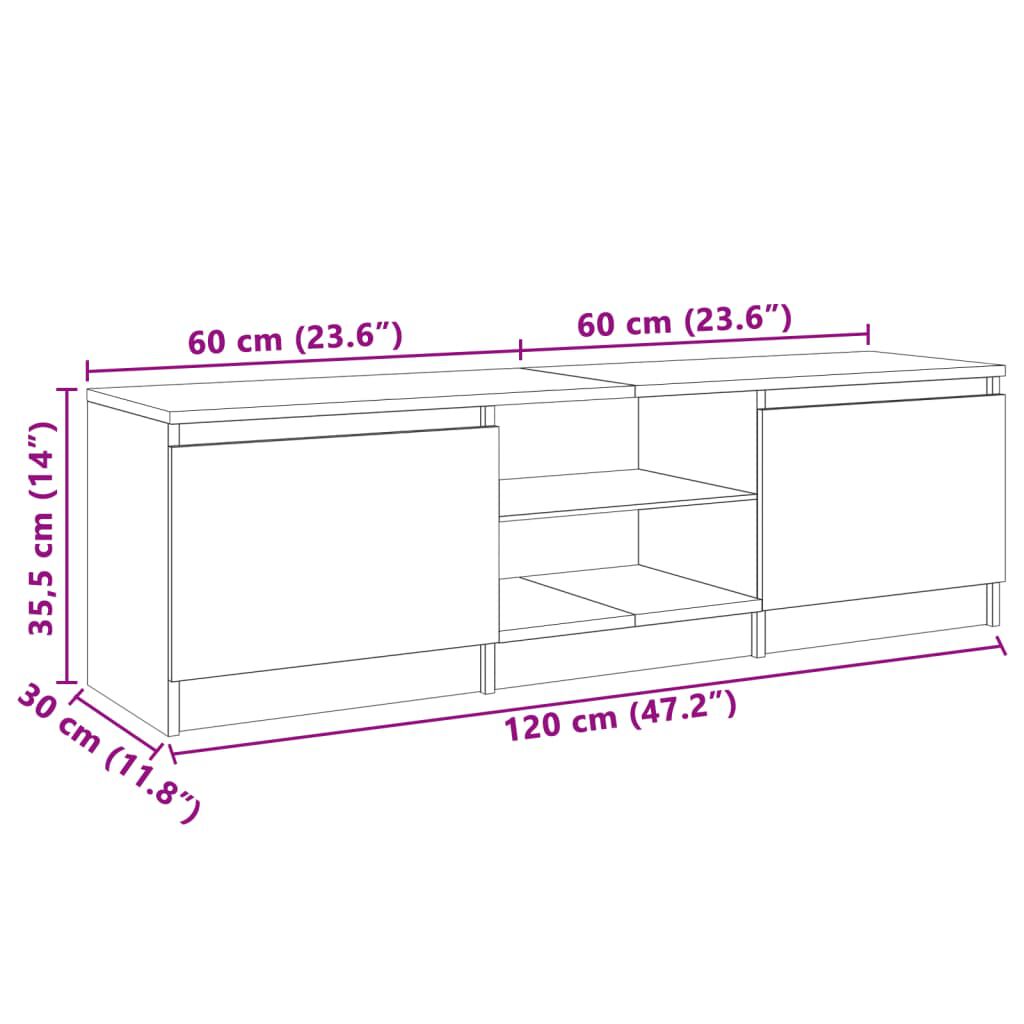 vidaXL Ντουλάπα Τηλεόρασης με Φώτα LED Μαύρο Δρύς 140x40x35,5 εκ. από επεξεργασμένο ξύλο