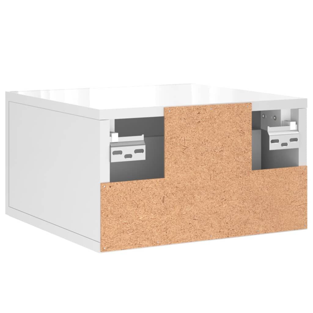 vidaXL Κομοδίνο Επιτοίχιο Γυαλιστερό Λευκό 35 x 35 x 20 εκ.