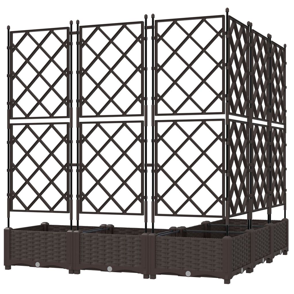 vidaXL Γλάστρα Κήπου με Πλέγμα 5 τμχ Καφέ 120x120x125,5 εκ