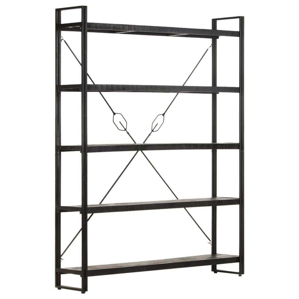 vidaXL Βιβλιοθήκη με 5 Επίπεδα Μαύρη 140x30x180 εκ. Μασίφ Ξύλο Μάνγκο