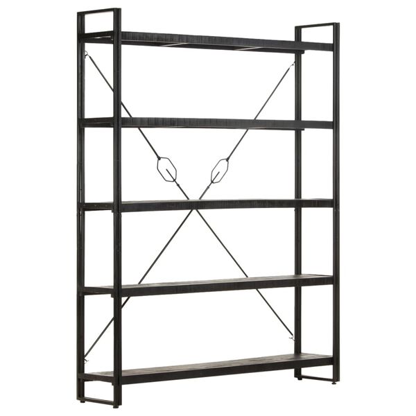 vidaXL Βιβλιοθήκη με 5 Επίπεδα Μαύρη 140x30x180 εκ. Μασίφ Ξύλο Μάνγκο