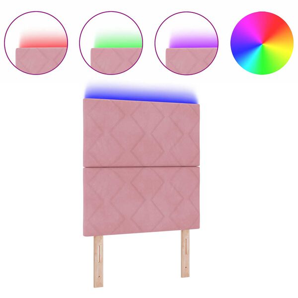 vidaXL LED Κεφαλάρι με φώτα λωρίδας LED Geometric Ροζ 80 cm Βελούδο