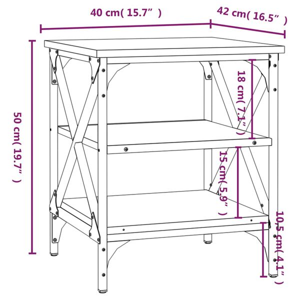 vidaXL Βοηθητικό Τραπέζι Καπνιστή Δρυς 40x42x50 εκ. Επεξεργασμένο Ξύλο