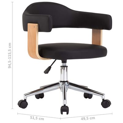 vidaXL Καρέκλα Γραφείου Περιστρεφόμενη Μαύρη Λυγισ. Ξύλο/Συνθετ. Δέρμα