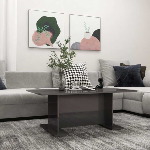 vidaXL Τραπεζάκι Σαλονιού Γυαλιστερό Γκρι 103,5x60x40 εκ. Μοριοσανίδα