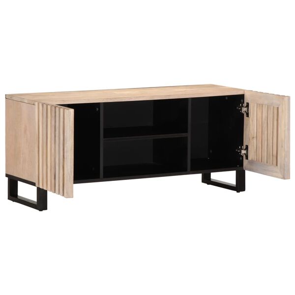vidaXL Έπιπλο Τηλεόρασης Λευκό 105x34x46 εκ. από Μασίφ Ξύλο Ακακίας