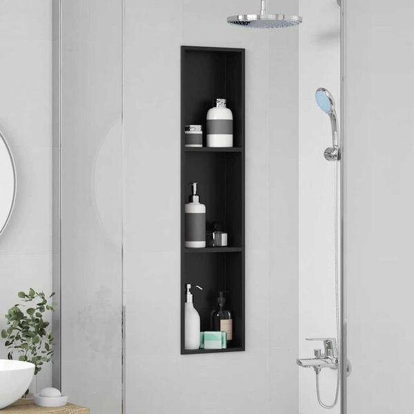 vidaXL Νίτσα Μπάνιου Μαύρο 90 x 20 x 9.5 εκ Ανοξείδωτο ατσάλι