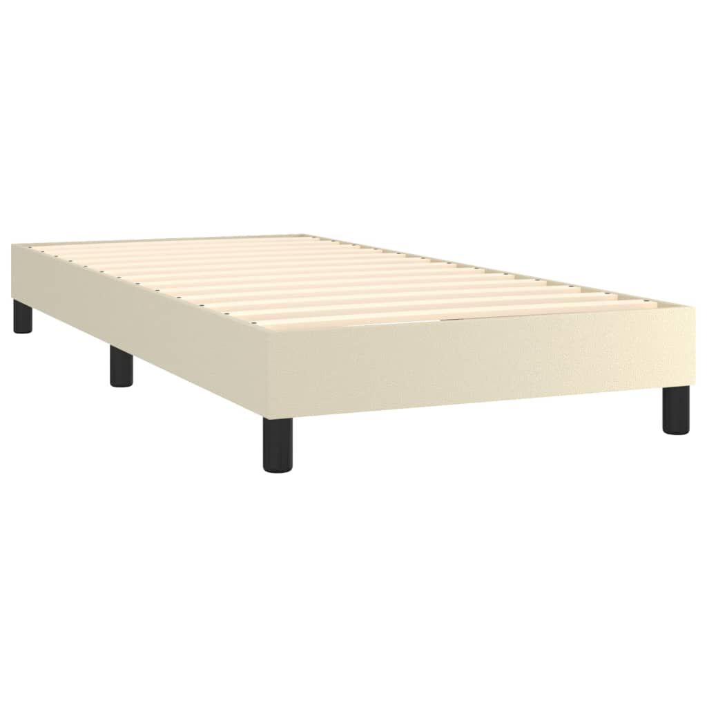 vidaXL Κρεβάτι Boxspring με Στρώμα & LED Κρεμ 100x200 εκ. Συνθ. Δέρμα