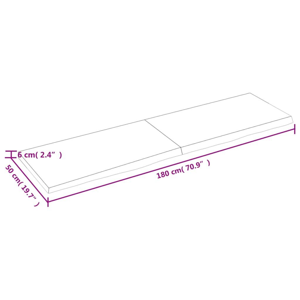 vidaXL Επιφάνεια Τραπεζιού 180x50x(2-6)εκ Ακατέργαστο Μασίφ Ξύλο Δρυός