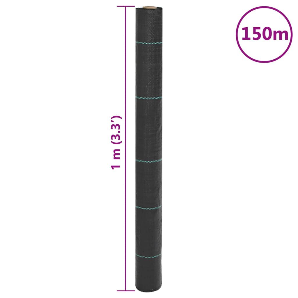 vidaXL Μεμβράνη Εδαφοκάλυψης Μαύρη 1x150 μ. από Πολυπροπυλένιο