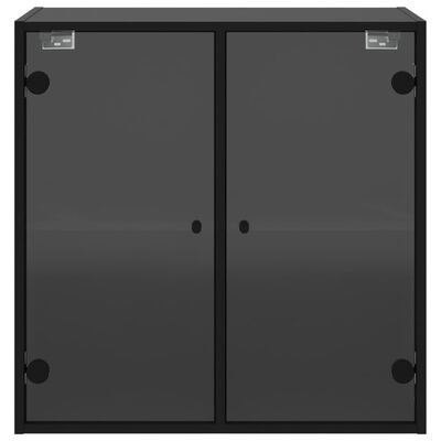vidaXL Ντουλάπι Τοίχου Μαύρο 68x37x68,5 εκ. με Γυάλινες Πόρτες