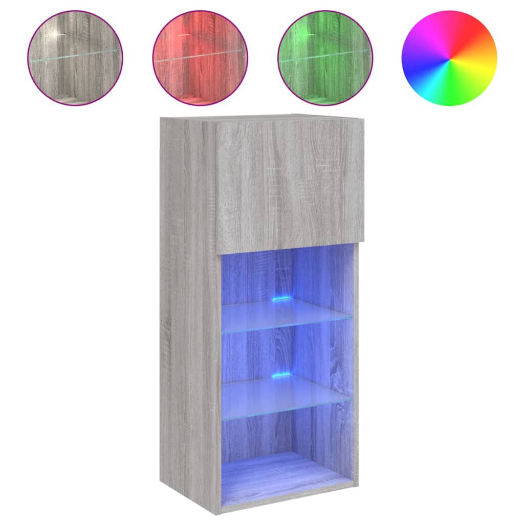 vidaXL Έπιπλο Τηλεόρασης με LED Γκρι Sonoma 40,5x30x90 εκ.