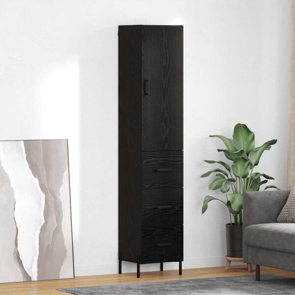 vidaXL Highboard &Mu;&alpha;ύ&rho;&eta; &Omicron;&xi;&upsilon;ά 34,5 x 34 x 180 &epsilon;&kappa;. &Epsilon;&pi;&epsilon;&xi;&epsilon;&rho;&gamma;&alpha;&sigma;&mu;έ&nu;&omicron; &xi;ύ&lambda;&omicron;