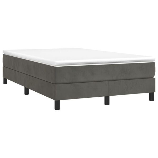 vidaXL Κρεβάτι Boxspring με Στρώμα Σκούρο Γκρι 120x200 εκ. Βελούδινο