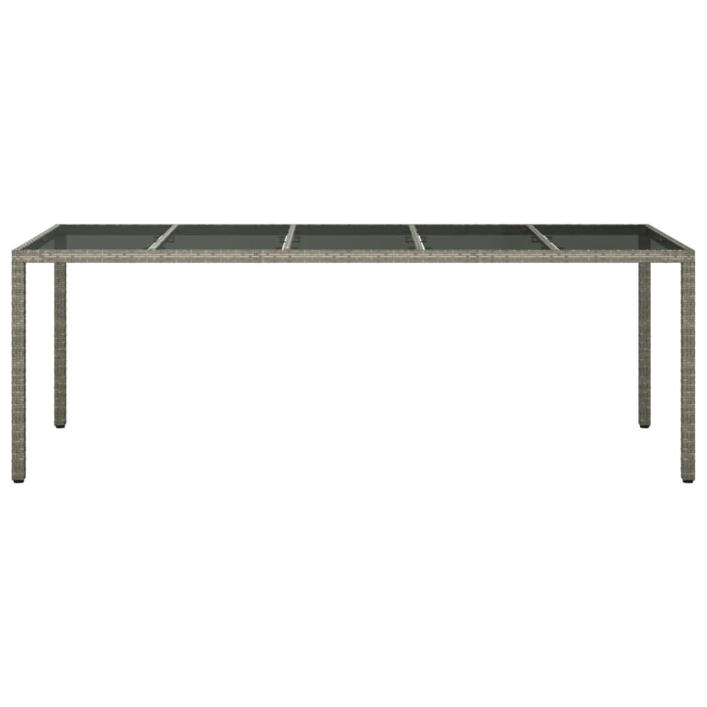 vidaXL Τραπέζι Κήπου Γκρι 250x100x75 εκ. Ψημένο Γυαλί/Συνθετικό Ρατάν
