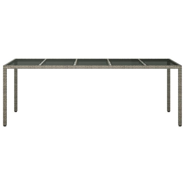 vidaXL Τραπέζι Κήπου Γκρι 250x100x75 εκ. Ψημένο Γυαλί/Συνθετικό Ρατάν