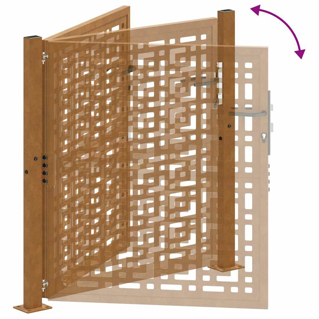 vidaXL Πύλη κήπου 105x105 cm Σταυρός σχεδιασμού από διαβρωμένο χάλυβα