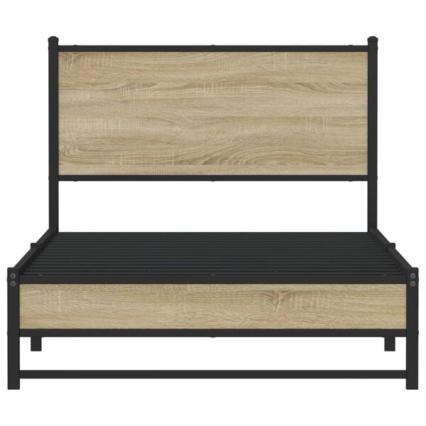 vidaXL Σκελετός Κρεβ. Χωρίς Στρώμα Sonoma Δρυς 100x190 εκ. Μεταλλικό