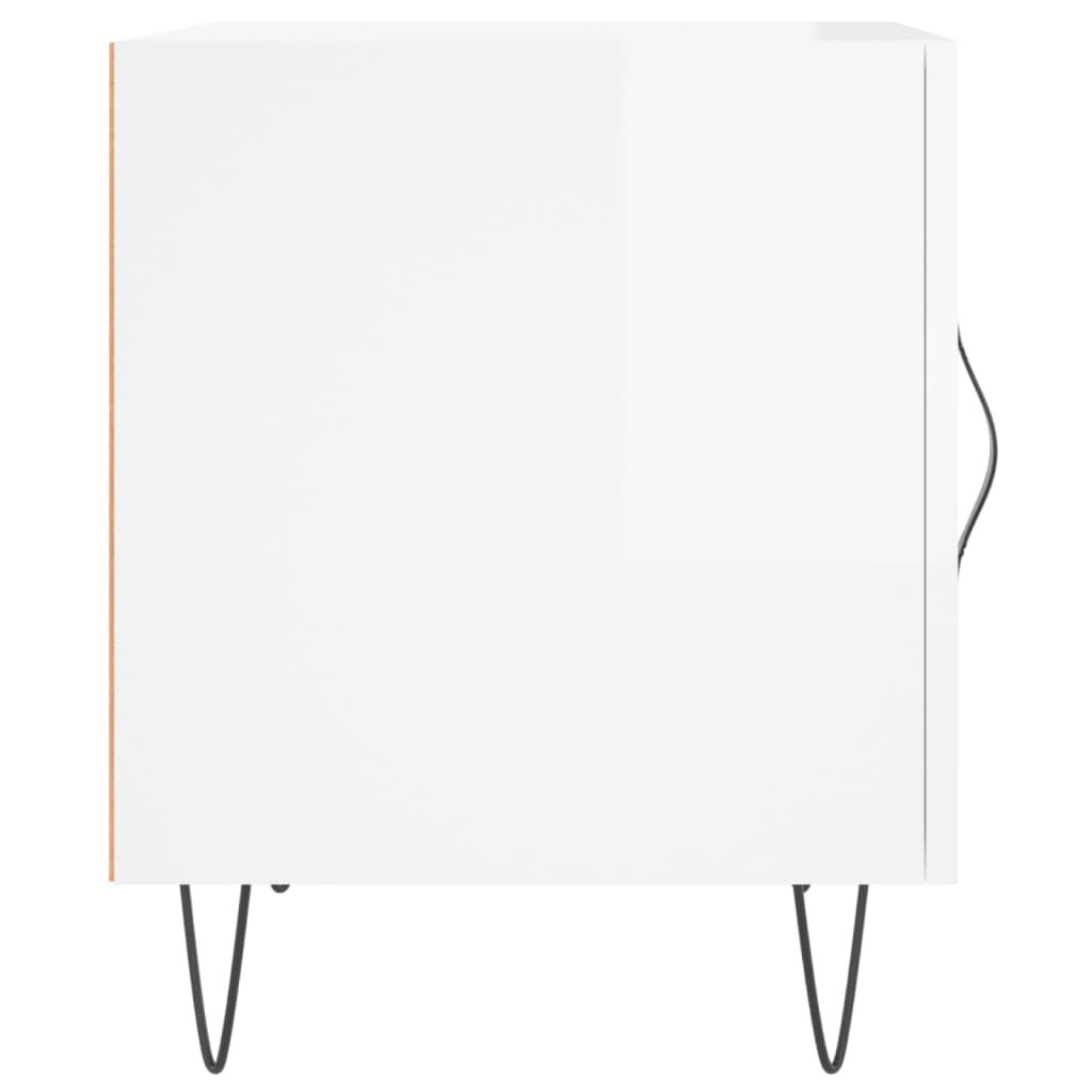 vidaXL Κομοδίνα 2 τεμ. Γυαλ. Λευκό 40 x 40 x 50 εκ. από Επεξεργ. Ξύλο